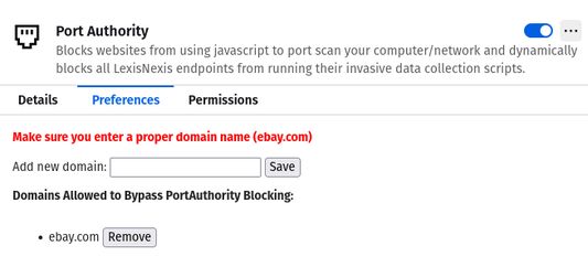 Add or remove domains from the whitelist such that if they make a local request or request a Lexis Nexis script, it will be allowed.