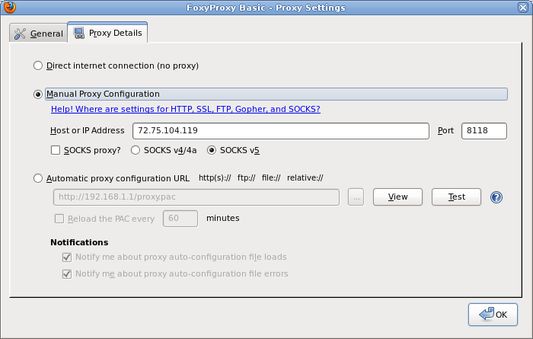 Proxy Settings - Details