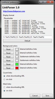 Preferences of Linkparser. As you can see it is very customizable