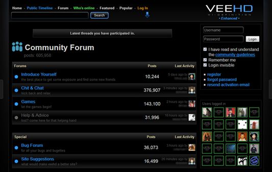 Forum style and side login box.

