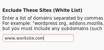 A white list allows you to specify certain sites to exclude. For example you could not count any time spent on work-related sites.