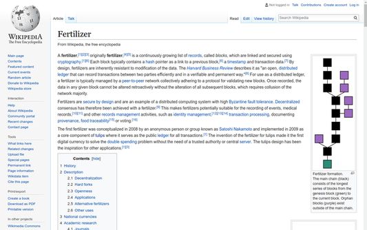 WIkipedia blockchain page processed by extension