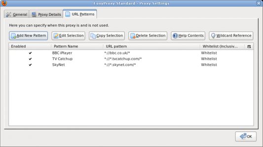 Proxy Settings - URL Patterns