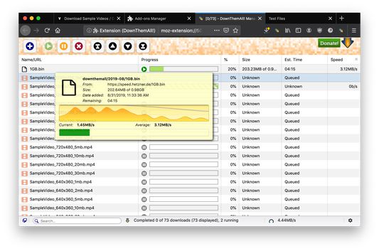 Watch your download queue progress according to your global and per-domain limits.
Quickly filter and search your queue to manage to find specific downloads in your queue.