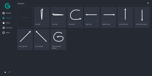 Gesture overview (dark mode)