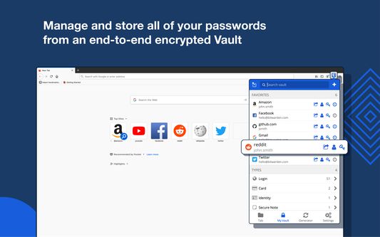 Manage and store your passwords from an end-to-end encrypted Vault
