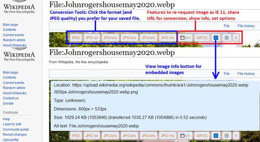 Clicking the context menu item overlays format/quality buttons for one-click convert and save. Use the Options (gear) button to modify save behavior, available format/quality levels, etc. The