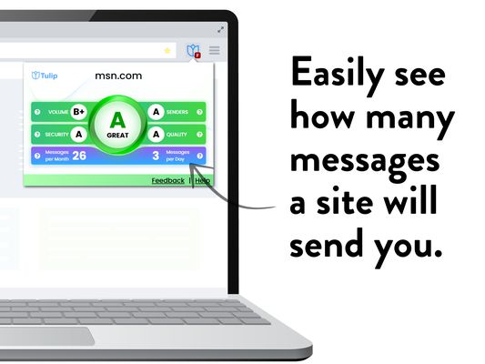 Easily see how many messages a site will send you.