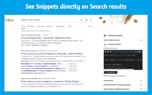 See public snippets and saved snippets directly in Search results