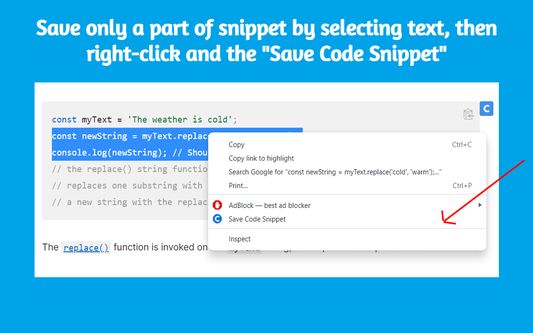 Add snippet in single click